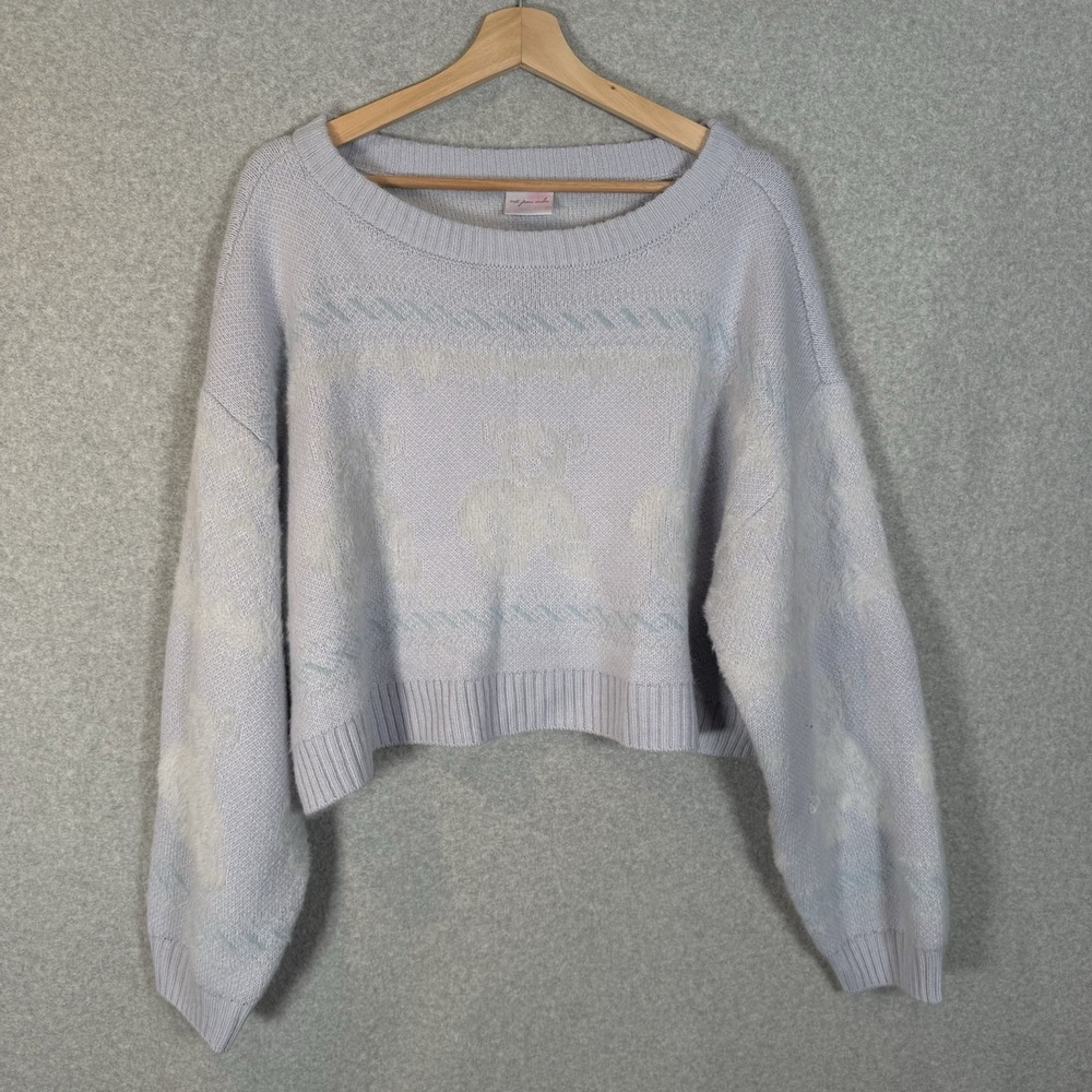 Urban outfitters cropped sweater womens small bear fairy kei oversized soft